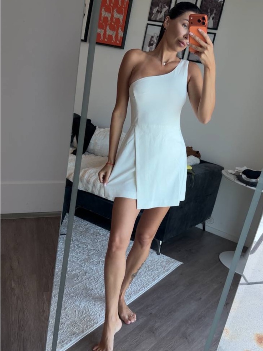 French Connection One-Shoulder White Mini Dress